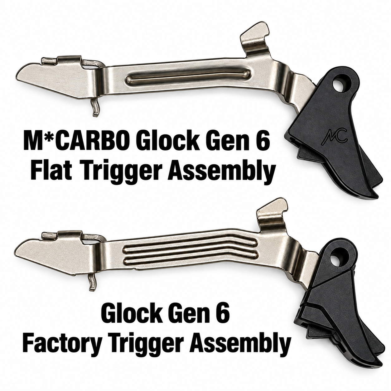 M*CARBO flat trigger and trigger bar comparison (Gen 6 compatibility)